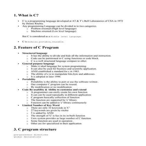 Notes on C programming from the basics concepts like data types, operators,st...