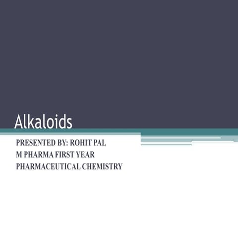Introduction to alkaloids