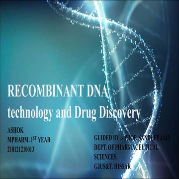 Recombinant DNA Technology and Drug Discovery | PPTX