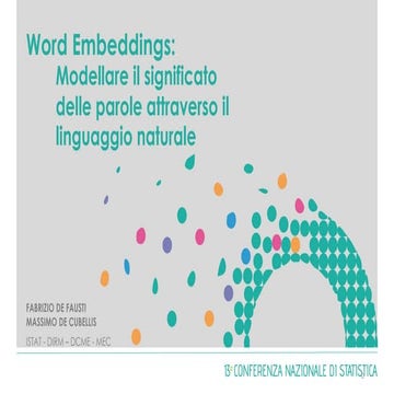 M. De Cubellis, F. De Fausti, Word Embeddings: modellare il significato delle...