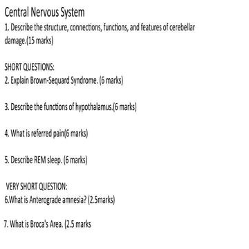 Comprehensive Overview of Central Nervous System Functions and ...