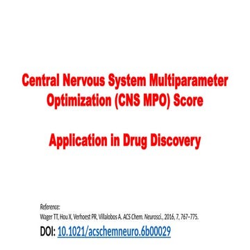 CNS MPO Score application in drug discovery CNS MPO Score application ...