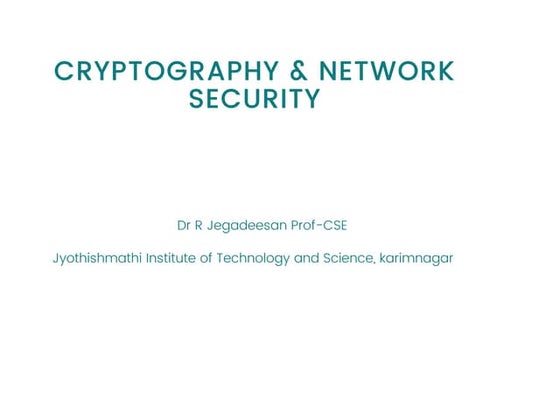 CRYPTOGRAPHY & NETWORK SECURITY