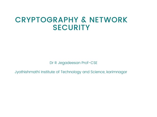 CRYPTOGRAPHY & NETWORK SECURITY