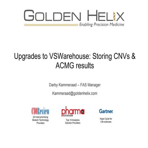 Updates to VSWarehouse: Storing your CNV & ACMG Results