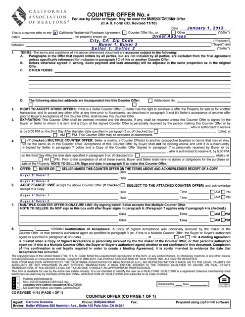 Counter offer rco
