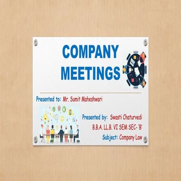 Meetings under Company Law (Companies Act, 2013)