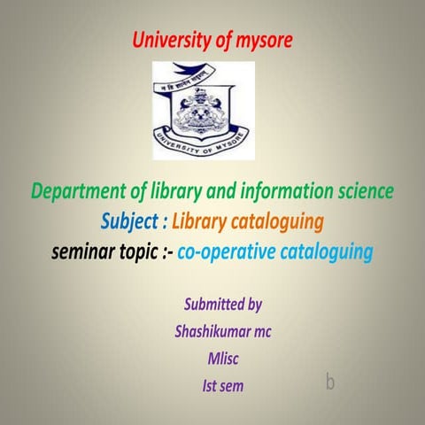 Co operative cataloguing