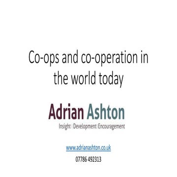 Co-ops and co-operation in the world today - july 18