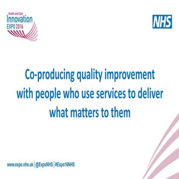 Co-producing quality improvement