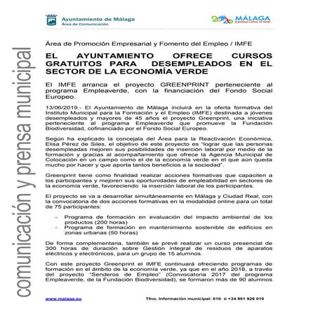 EL AYUNTAMIENTO OFRECE CURSOS GRATUITOS PARA DESEMPLEADOS EN EL SECTOR ...