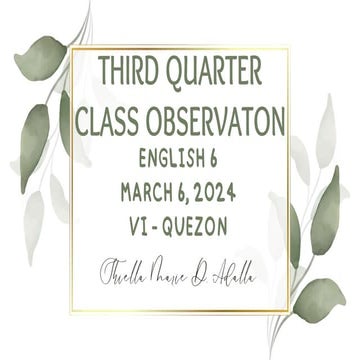 Apowerpoint presentation for classroom observation in English 6