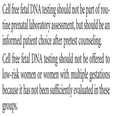 ACOG : Recommendations for NIPT