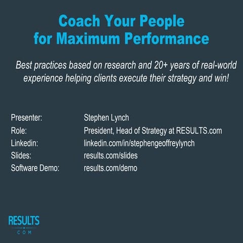 How to coach people for maximum performance