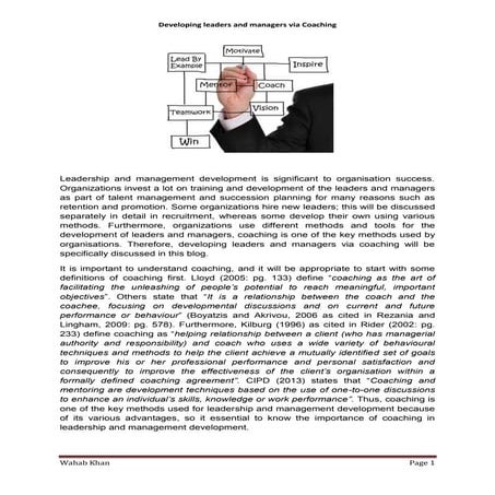 Developing leaders and managers via Coaching