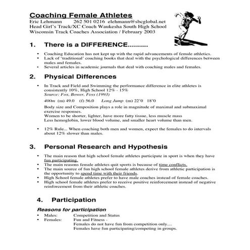 Coaching Female Athletes