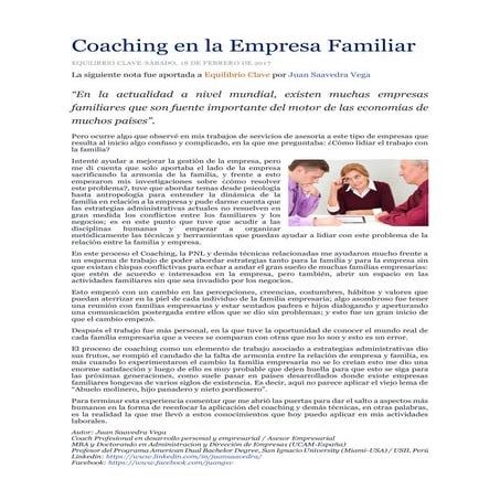 Coaching en la Empresa Familiar | PDF