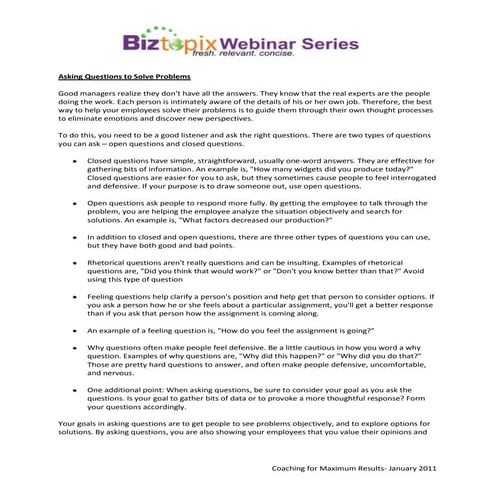 Coaching for maximum results - support materials