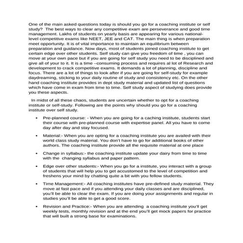 Coaching or self study