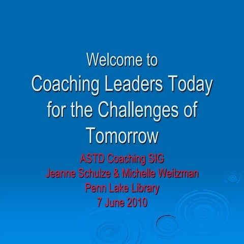 Coaching Sig Coaching Leaders For Tomorrow 6.7.10