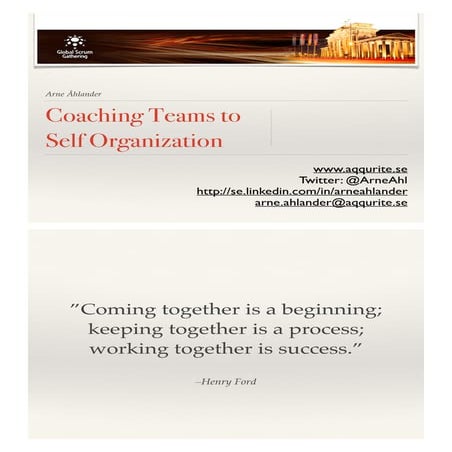 Coaching teams to self organization