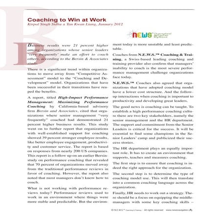 Coaching to win at work