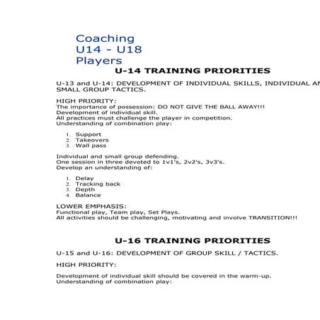 Coaching U 14-18 | DOC