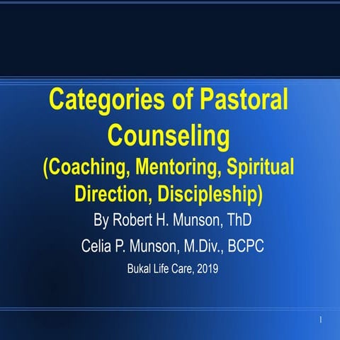 Categories in Pastoral Counseling