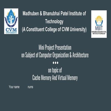 Cache Memory And Virtual Memory in computer architecture | PPT