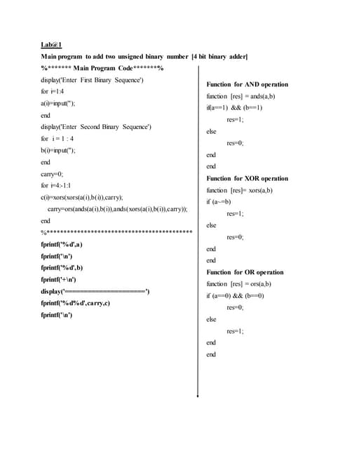 Computer Architecture and Organization lab with matlab | PDF