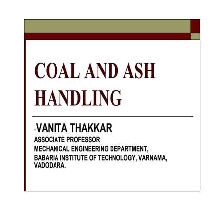 Coal and Ash Handling