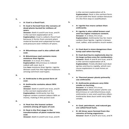 Coal and Types of Coal MCWs and Assertion Reason Questions.pdf