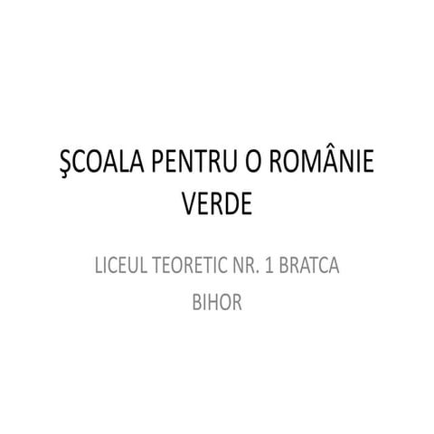 Liceul Teoretic Bratca, jud Bihor premiat in programul "Scoala pentru o Romanie Verde"
