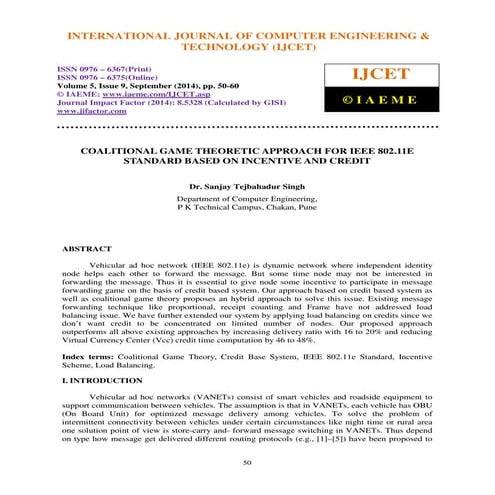 Coalitional game theoretic approach for ieee 802 | PDF