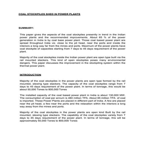 The most economical solution to cover coal and limestone stockyard