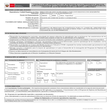 Coar Requisitos área comunicacion