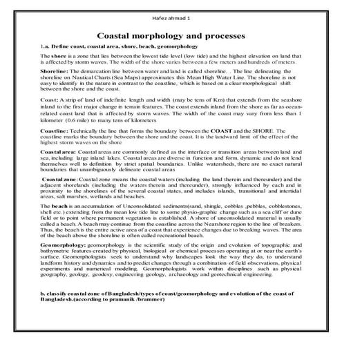 Coastal Morphology and processes 