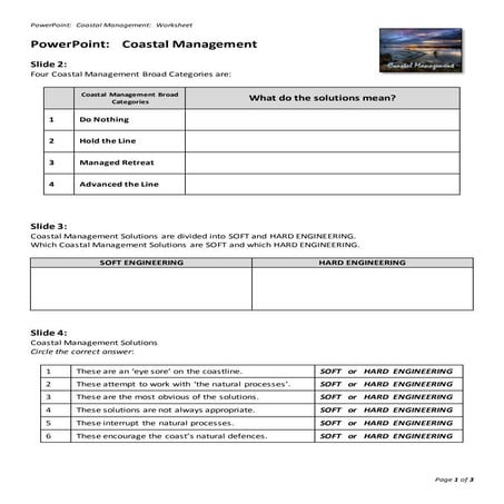 Coastal Management PowerPoint Worksheet