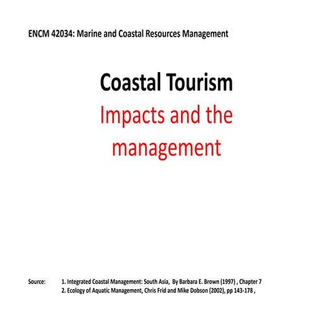 Coastal tourism impact and the management