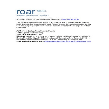 Coates p: 1999 agent based modelling