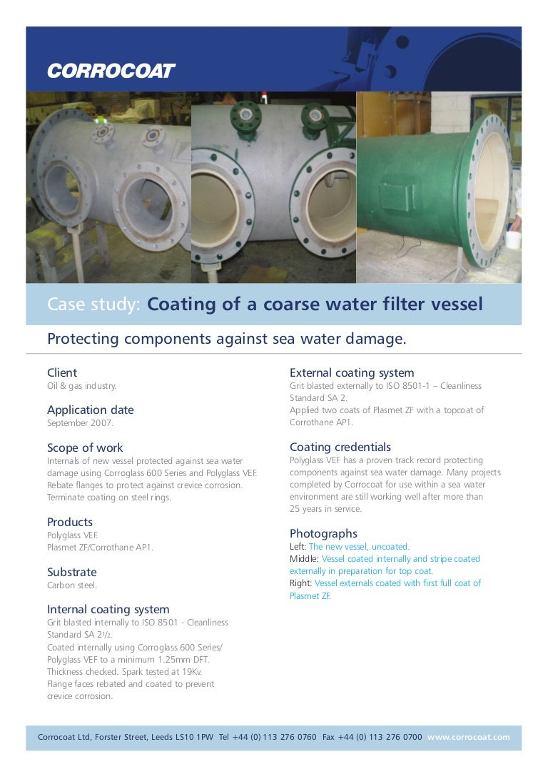 Coating of a coarse water filter vessel