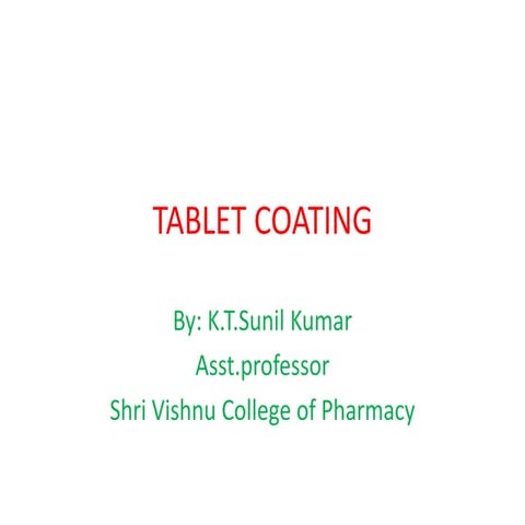 Coating of tablets