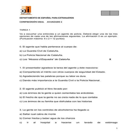 Comprensi n Oral Certificaci n Nivel Avanzado B2 Espa ol EOI Castilla Y Le n