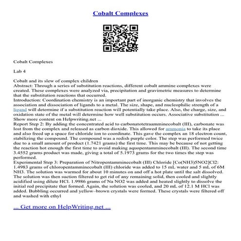 Cobalt Complexes | PDF