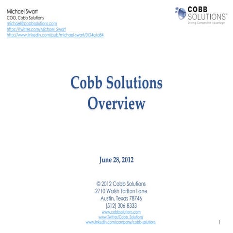 Cobb Solutions Overview 6-28-12