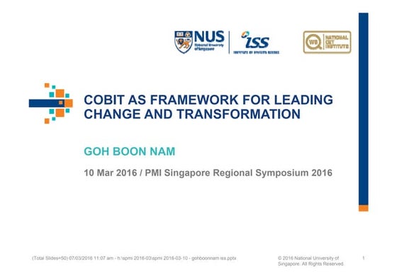 COBIT as Framework for Leading Change and Transformation