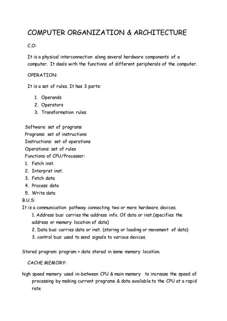 computer organization and architecture notes