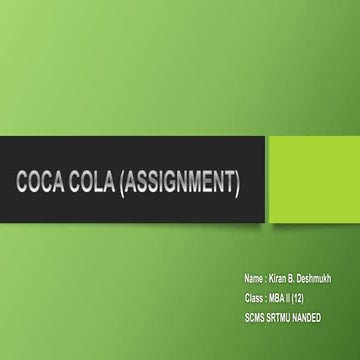Coca Cola Assignment
