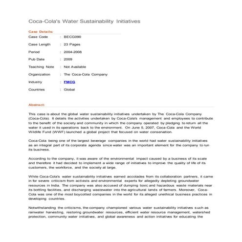 Coca cola casestudy