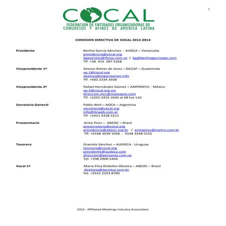Cocal comision directiva 2012 2014